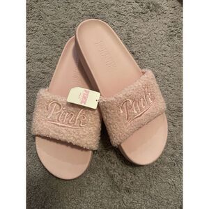 Victoria's Secret‎ PINK Sherpa Single Slides Slipper Flip Flop Medium NWT